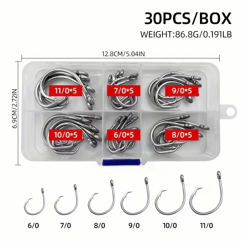 30pcs/kotak Mata Kail Pancing  - Fishing Hook Circle ulasan dan harga